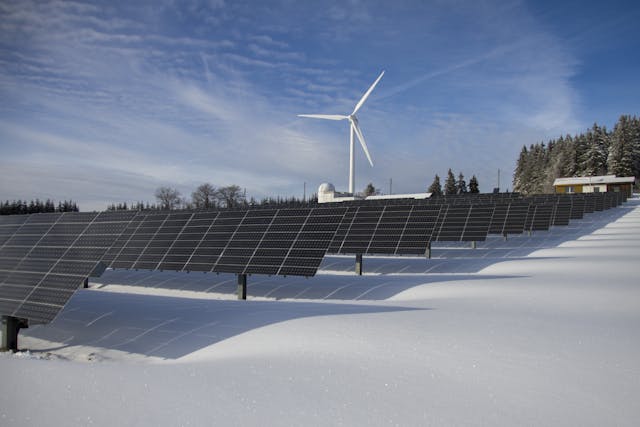 solar panels in a snowy place.