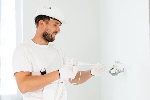 A man working on an electrical connection.