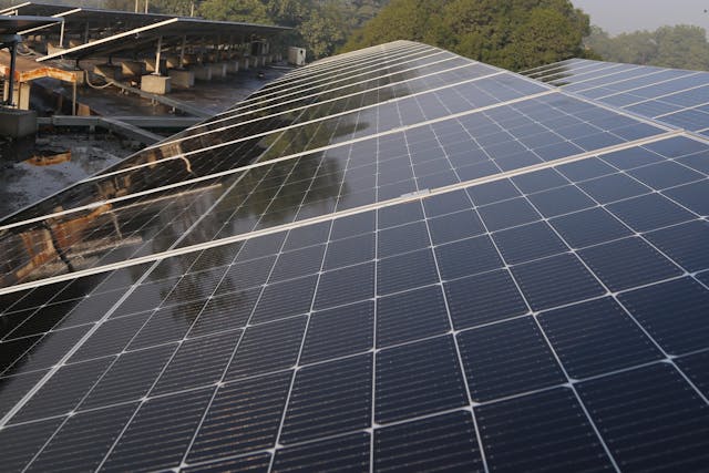 Solar panels on a sunny day.