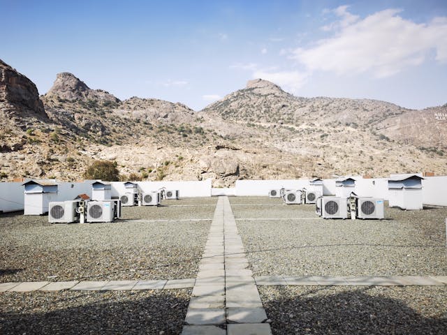 hvac systems on a roof.