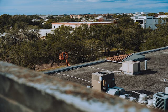 hvac system on top of a building.